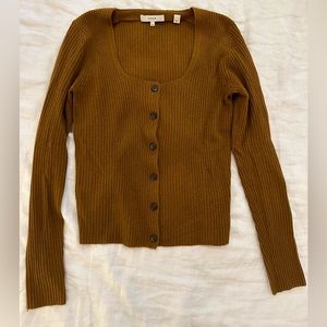 Vince Scoop-neck Cashmere Button Sweater, size XS